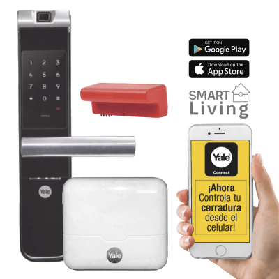 Kit Cerradura Electrónica Inteligente / Biometría y Código PIN / Control Remoto por Smartphone / Wi-Fi / 200 Usuarios / Puertas 35-90 mm