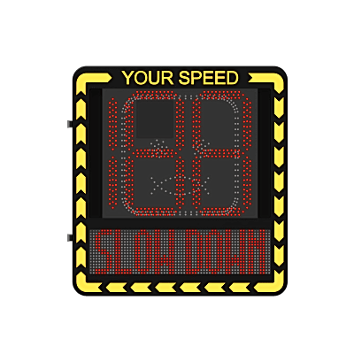 Radar medidor de Velocidad/ Pantalla LED / Detección de Velocidad en Tiempo Real / Rango de Detección de 100 m / Hasta 32 Objetivos Detectados / IP66 / Ethernet