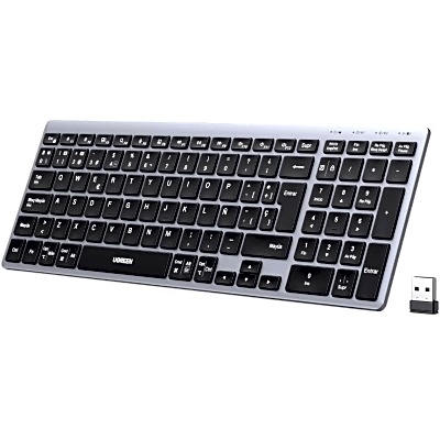 Teclado Inalámbrico Multimodo / Bluetooth + 2.4 GHz / Batería Recargable 500 mAh / 3 Dispositivos Simultáneos / Recorrido de Tecla 1.8 mm / Carga USB-C / Alcance 10 m (33 ft) / Windows macOS Linux ChromeOS Android