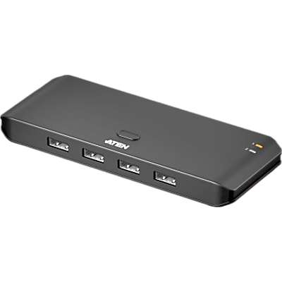 Switch USB 2.0 Compartido 2 x 4 Essentials | 480 Mbps | InstaSync | Pulsador Integrado | Diseño Compacto
