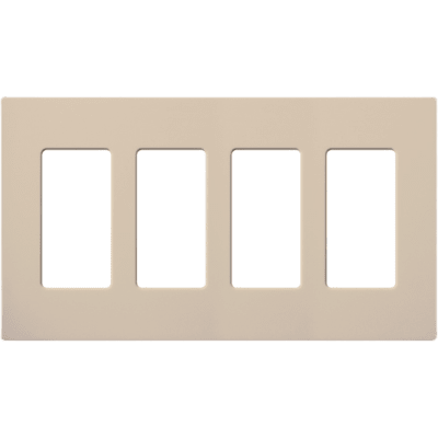 Placa de Pared Decorativa / 4 Espacios / Diseño sin Tornillos Visibles / Acabado Satinado Taupe / Perfil 7.6 mm / Compatible Apertura Designer