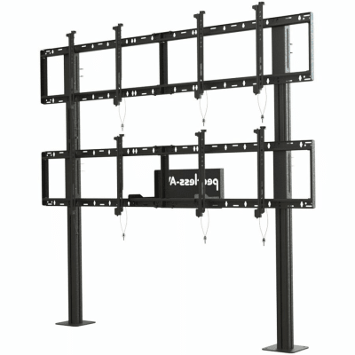 Soporte Modular Video Wall Pedestal 2x2 / Ajuste Micro Sin Herramientas 8 Puntos / Capacidad 500 lb (227 kg) / VESA 200x200 a 600x400 mm / Aluminio / Gestión Cableado y Almacenamiento / Displays 46' a 60' / Profundidad Máx 5' (127 mm)
