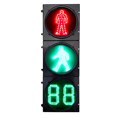 Semáforo Peatonal Estático / LED Alta Intensidad 400 m (1312 ft) / Contador 2 Dígitos / IP53 / 176-265 VAC / -40°C a 80°C