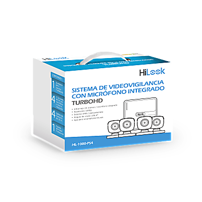 Kit de Videovigilancia TurboHD / 4 Canales / 1080p Lite / Audio por Coaxitron / IR 20 m (65.6 ft) / 4 Cámaras Bala con Micrófono Integrado