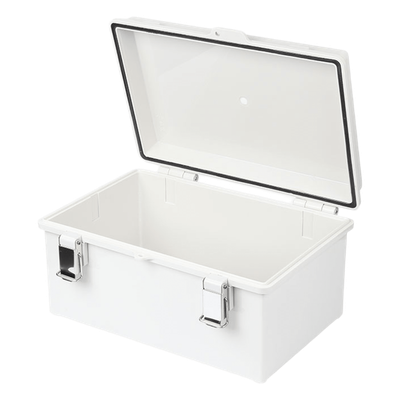 Gabinete de Plástico ABS / IP66 / 190 x 290 x 140 mm / Cierre Broche Inoxidable / Opción Candado 5 mm / Puerta Sólida