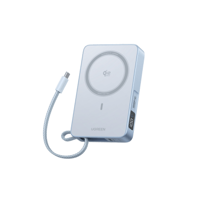 Powerbank Magnético Inalámbrico / 10000 mAh 36 Wh / 30W USB-C PD3.0/PPS/UFCS + Cable Integrado 60W / Carga Inalámbrica 25W Qi2.2 MPP / Magnético 8N / Pantalla LED / 254 g