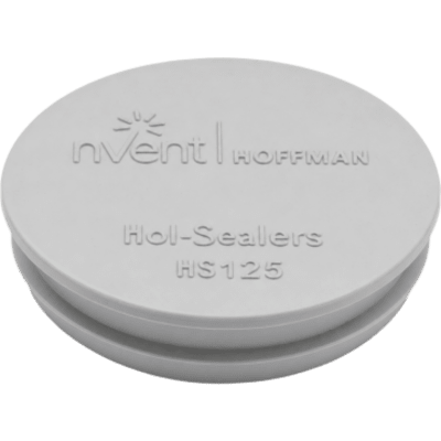 Sello de Orificio Hol-Sealer / 48 mm (1.88 in) Diámetro / Cubre Orificios hasta 35 mm (1.38 in) / Acero Dulce Calibre 16 / Gris Claro RAL 7035 / UL 508A / IP66