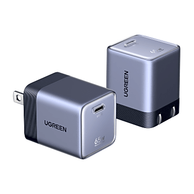Cargador de Pared GaN / 65 W / 1 Puerto USB-C / Enchufe Plegable / 100-240 V / 31 x 33 x 40.4 mm