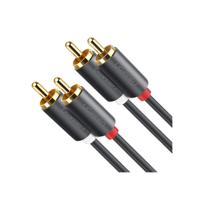 Cable de Audio 2 RCA Macho a 2 RCA Macho / 3 Metros (9.84 Pies) / Cobre Sin Oxígeno / Conectores Chapados en Oro 24K / Doble Blindaje / Color Negro
