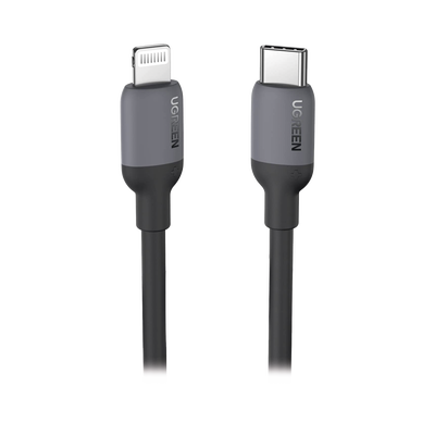 Cable USB-C a Lightning / Certificado MFi / 1 Metro (3.3 Pies) / Carga Rápida PD 20W / Sincronización 480 Mbps / Silicona y TPE / Negro