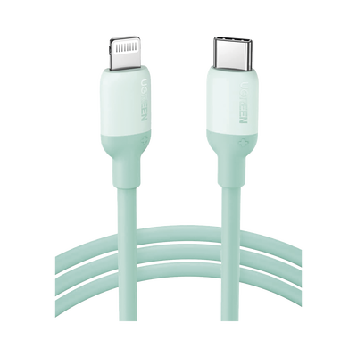 Cable USB-C a Lightning / Certificado MFi / 1 Metro (3.28 Pies) / Carga Rápida PD 20W / Sincronización 480 Mbps / Silicona y TPE / Verde