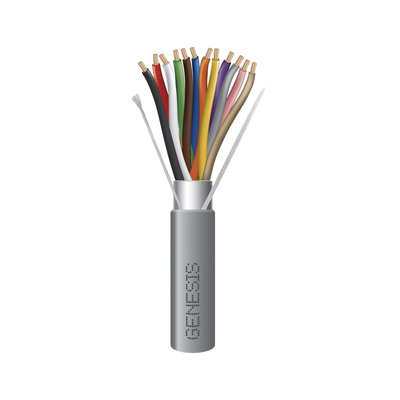 Cable de Cobre para Alarmas / 12 Conductores Calibre 22 AWG / Riser CMR CL3R FPLR / 305 m (1000 ft) / Interior / Gris