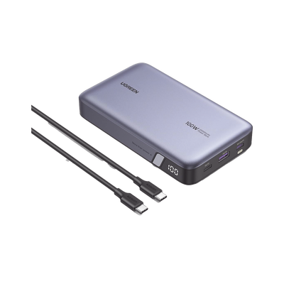 Power Bank / 20000mAh / 100W Max / 3 Salidas USB-C + USB-A / PD 3.0 / QC3.0 / Pantalla Inteligente / Carcasa Ignífuga / Gris