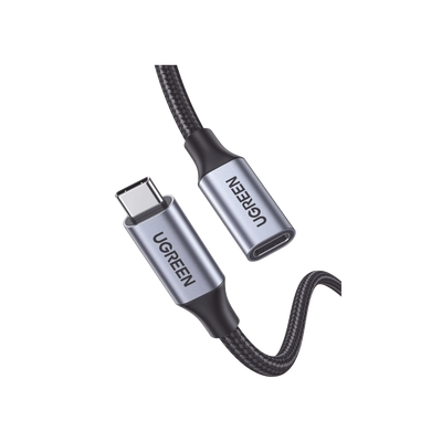 Cable Extensor USB-C Macho a Hembra / USB 3.1 Gen 2 / 10 Gbps / Carga 100W / Thunderbolt 3 Compatible / 1 m (3.3 ft) / Nylon Trenzado / Aluminio