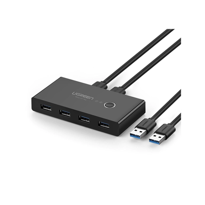 Conmutador USB / 4 Puertos USB 3.0 / 2 PC / Switch Manual / Alimentación Extra 5V / Cables 1.5 m (4.9 ft)