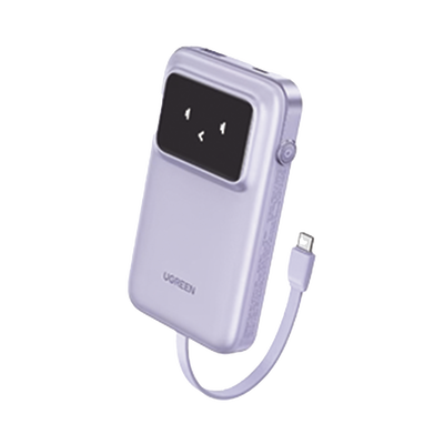 Power Bank / 10000 mAh / 30 W / Carga Bidireccional / 3 Salidas Simultáneas / Pantalla TFT / Cable USB-C Integrado / Certificación Aérea