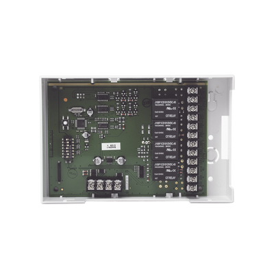 Módulo de Expansión de Relés / 4 SPDT Forma C / Interfaz por Línea de Teclado / 15 Direcciones DIP Switch / Supervisión de Comunicación y Corte de Cable / Montaje Interno o Remoto