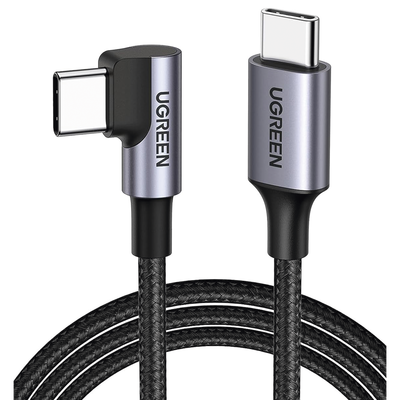 Cable USB-C a USB-C / 1 Metro (3.28 Pies) / Conector 90° / Carga 60W / 480 Mbps / Nylon Trenzado / Aluminio