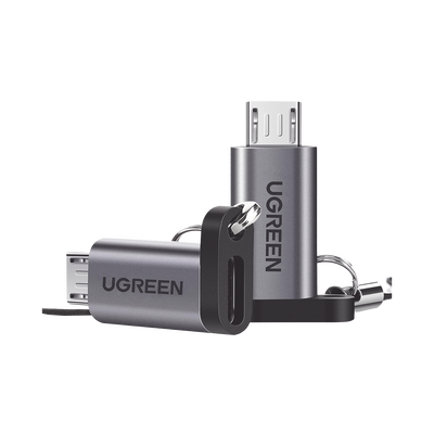 Adaptador USB-C a Micro USB / Carga Rápida FCP/QC2.0 / Transferencia 480 Mbps / Cable Integrado / Conector Aluminio