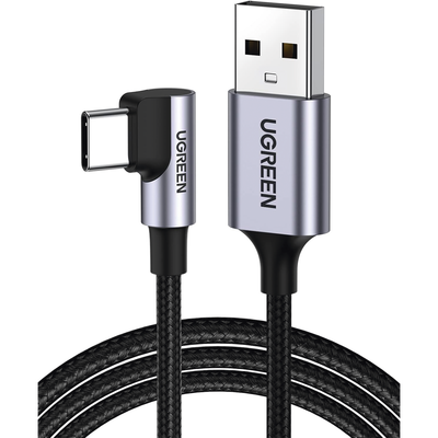Cable USB-A a USB-C / 2 m (6.56 ft) / Conector 90° / Carga 60W / 480 Mbps / Nylon Trenzado / Aluminio