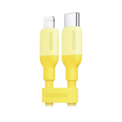 Cable USB-C a Lightning / Certificado MFi / 1 Metro (3.3 Pies) / Carga Rápida PD 20W / Sincronización 480 Mbps / Silicona y TPE / Amarillo
