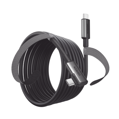 Cable USB-C a USB-C / 5 m (16.4 ft) / USB 3.0 5 Gbps / Carga 3A / Conector Angulado 90° / Nylon Trenzado