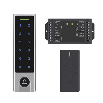 Mini Controlador de Acceso con Teclado Inalámbrico / Cuenta con Botón de Salida Inalámbrico / Soporta Tarjeta y Contraseña / Cuenta con Botón de Timbre