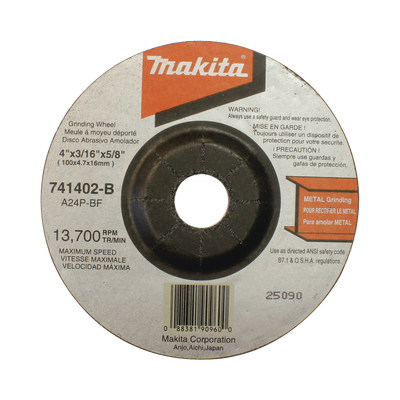 Disco abrasivo de desbaste para metal de 4 1/2 eje 7/8" espesor 6mm