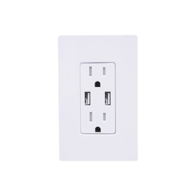 Tomacorriente / 15A 125V / USB Dual / Anti-manipulación / UL-CSA / 4.75×4.69 in