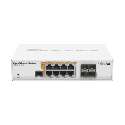 Switch PoE Administrable L3 / 8 Puertos Gigabit RJ45 / PoE 802.3af/at y Pasivo / 4 Puertos SFP 1 Gbps / 160 W / 12 Puertos Independientes
