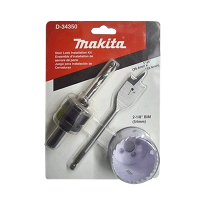 Juego para instalación de cerraduras con broca sierra  bi-metal y juego de brocas tipo manita (bim 2-1/8”, adaptador con broca piloto plano (1x6”).