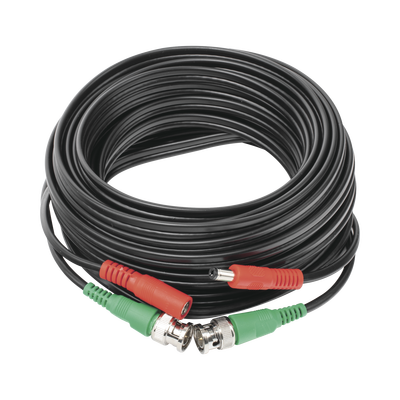 Cable Coaxial Siames / BNC RG59 + Alimentación / 10 Metros (32.81 Pies) / 100% Cobre / 4K / Interior y Exterior