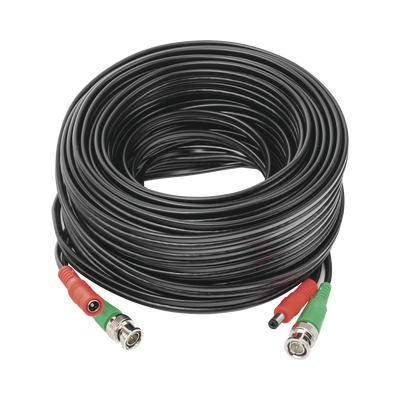Cable Coaxial Siames / BNC RG59 + Alimentación / 20 m (65.62 pies) / 100% Cobre / 4K / Interior-Exterior