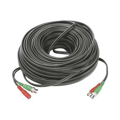Cable Coaxial BNC RG59 + Alimentación / SIAMES / 50 Metros (164 Pies) / 100% COBRE / 4K UHD / Interior y Exterior