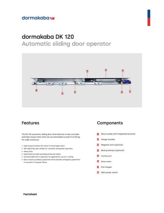 DK120  DORMAKABA 4.3MT PUERTA CORREDIZA HASTA 120KG C/HOJA
