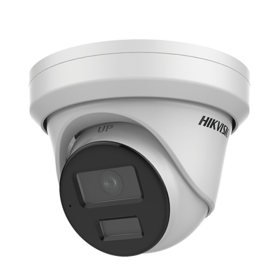 Cámara Turret IP / 6 Megapixel / IR 40 m (131.2 ft) / Lente 2.8 mm / 104° / IP67 / PoE / Audio y Alarmas I/O / MicroSD 512 GB / 4 Analíticos IA
