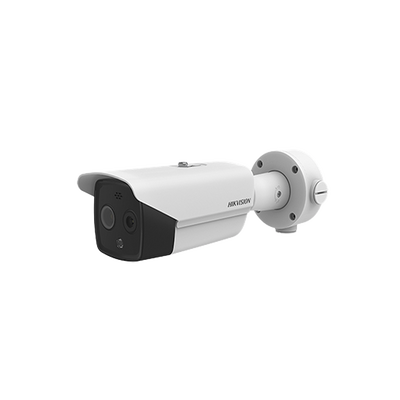 Cámara Bala IP Termográfica / Medición de Temperatura -20°C a 150°C / Alta Resolución Térmica 160 x 120 / Teleobjetivo Térmico 9.7mm / Alarma por Excepción de Temperatura / Óptica 5 MP / IP67