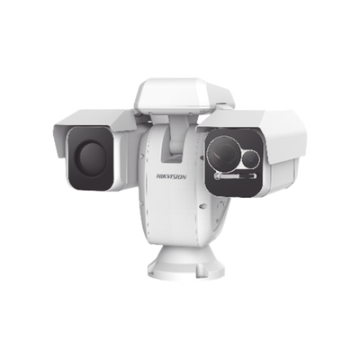 Punta de Poste IP Dual / Térmica 75 mm (384 X 288) + Óptico 4 MP 40X / 800 mts IR / IP66 / Detección de Temperatura / microSD