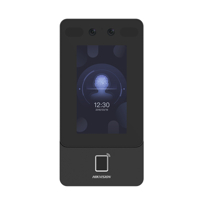 Terminal Min Moe PoE & WiFi de Reconocimiento Facial y Huella con Lector PROX EM / Exterior IP65  / Hasta 1.5 mts en Lectura de Rostro / Soporta P2P / 1,500 Rostros / 3,000 Huellas / Salida 12 Vcd para Chapa / PoE / SIP Estandar / HIK-IA