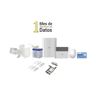 Kit Panel de Alarma Híbrido / 64 Zonas / Comunicación 3G/4G / Sirena 118 dB / PIR 18 m (59.1 ft) / Teclado LCD con Lector de Tags