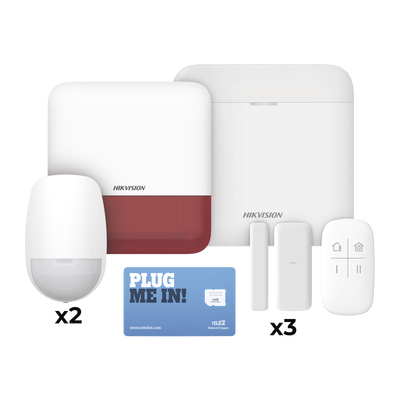 Kit de Alarma Inalámbrico / 48 Zonas / Triple Conexión GSM/Wi-Fi/Ethernet / 433 MHz Bidireccional / Sirena Exterior Incluida