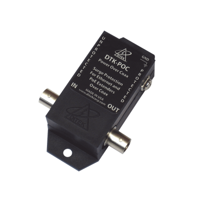 Protector Coaxial PoE / BNC Hembra / 75 Ohms / Ethernet 10/100 / 2.2 x 3.2 x 1.0 pulgadas / Contactos Secos