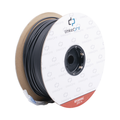 Carrete de Fibra Óptica Monomodo / Conectores SC-SC Duplex / Refuerzo Kevlar / 200 m (656.17 pies) / Subterráneo por Tubería