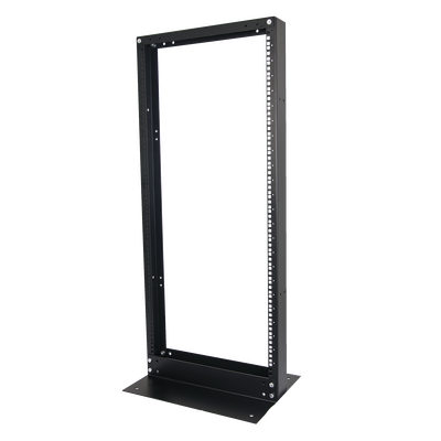 Rack de 2 Postes, Estándar 19", 24 Unidades, Fabricado en Acero, Base "L" para Anclar a Piso.