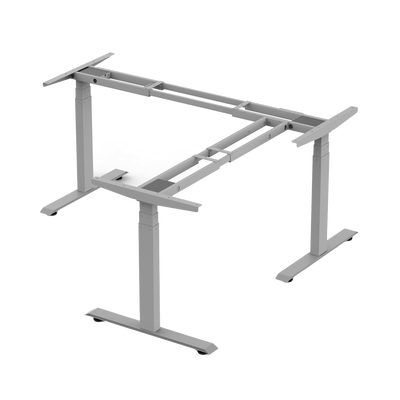 Base de Escritorio Motorizado Tipo L (3 Columnas) / Altura Ajustable 60-125cm (1.97-4.10ft) / Carga 150Kg / 4 Presets / Elevación 38mm/s / Color Gris