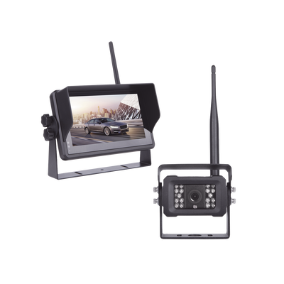 Sistema de Cámara de Reversa Inalámbrico / Monitor Táctil 7" 1024x600 / Transmisión 2.4 GHz / Alcance 200 m (656.2 ft) / IP69K / 12-24 VDC
