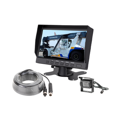 Sistema de Cámara de Reversa Alámbrico / Monitor LCD 7 Pulgadas Full HD / Cámara IR CMOS 18 LEDs / Ángulo de Visión 120° / IP69K / 12/24 VCC / Cable 20 m (65.6 ft)