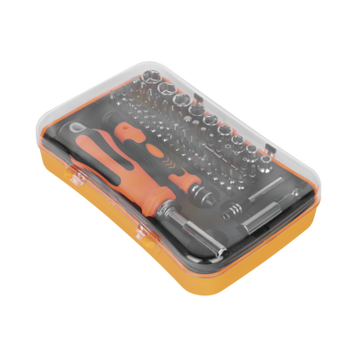 Juego de Puntas y Accesorios con 65 piezas. Doble Maneral.