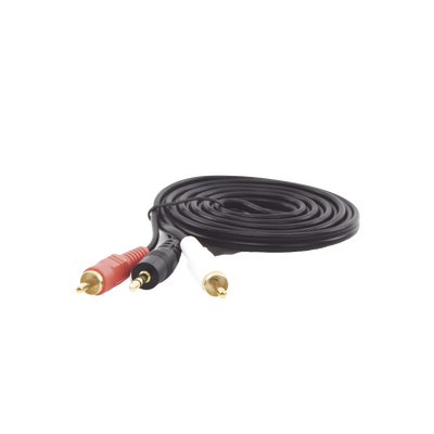 Cable Audio 3.5 mm a 2 RCA / Estéreo / 28 AWG Cobre / Doble Blindaje / 1.83 m (6 ft) / 300V DC