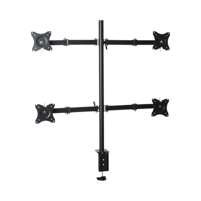 Soporte de Escritorio Articulado / 4 Monitores 13 a 27" / Carga 15 kg (33 lbs) por Pantalla / VESA 75x75 y 100x100 / Acero / Giro ±30°